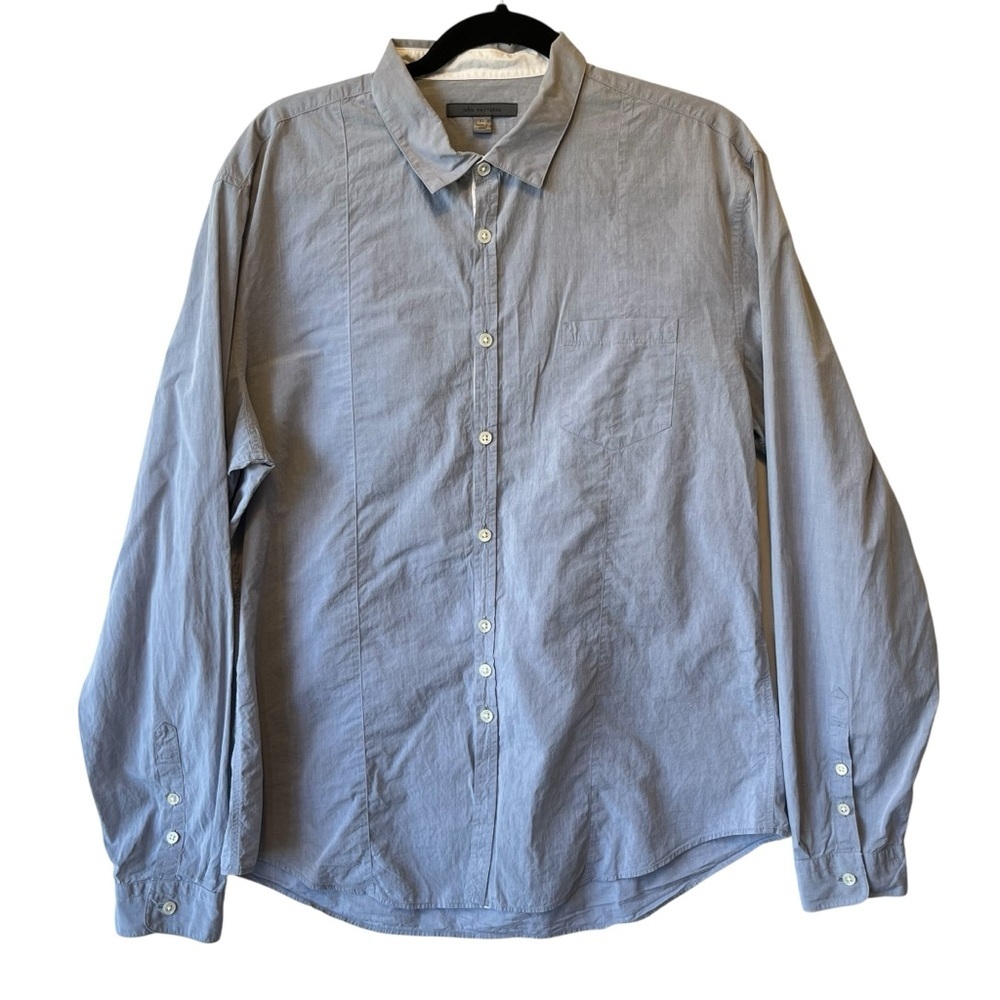 John Varvatos Button up shirt XL Blue Long sleeve Lightweight 100% Cotton Mens